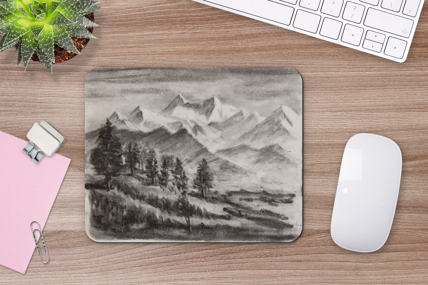 Himalayan Landscape Sketch Mouse Pad
