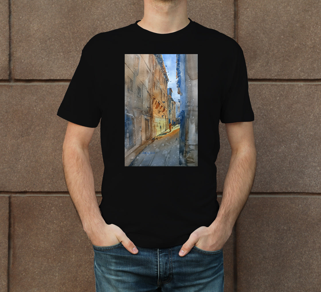 Narrow lane of old Ahmedabad Men's Crew Neck T-Shirt