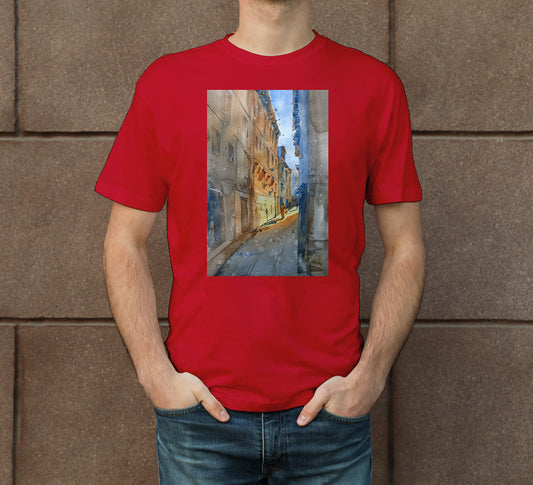 Narrow lane of old Ahmedabad Men's Crew Neck T-Shirt
