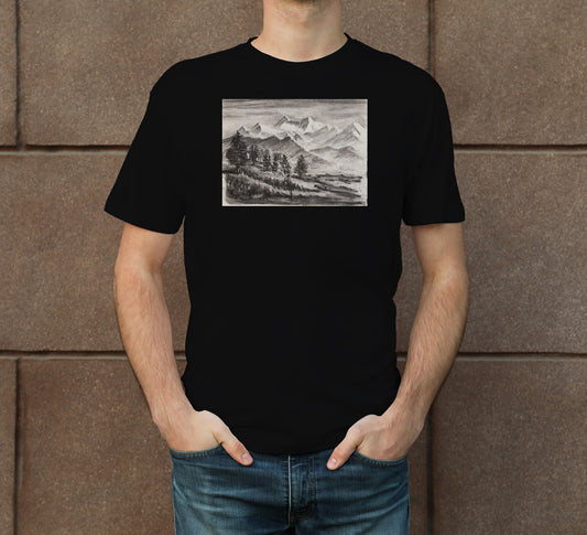 Himalayan Landscape Sketch Men's Crew Neck T-Shirt